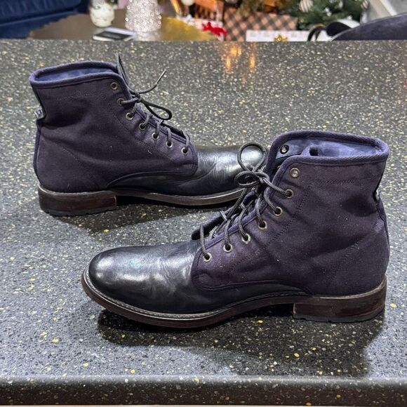 Ted Baker Murrt Black Leather/Blue Denim Ankle Boots. Size 10. main image 10